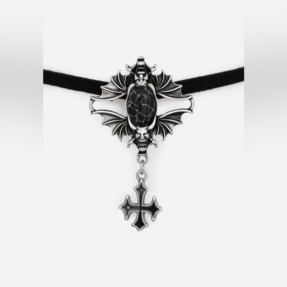 NWT Disturbia Women’s Gargoyle Gothic Cord Choker Necklace - Picture 4 of 7